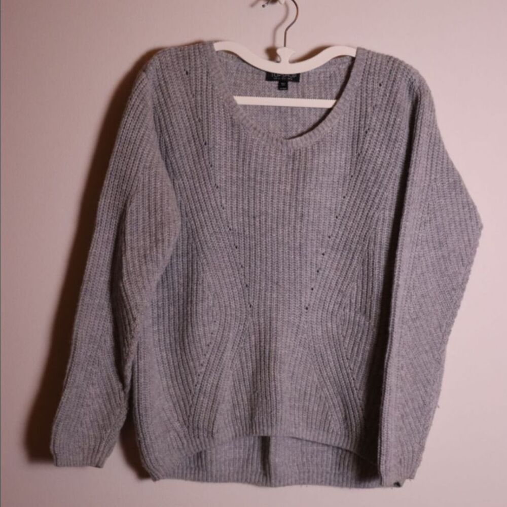 Topshop Gray Oversized Knit Sweater Boxy Fit US 2